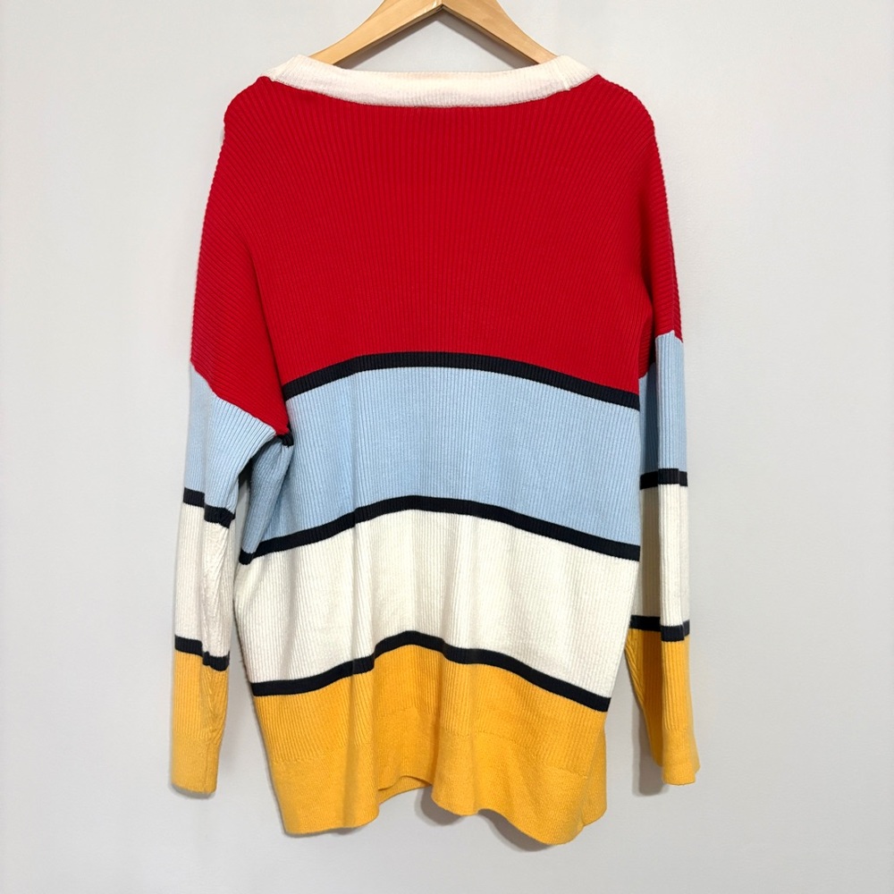 ModCloth Color-block Striped Women's Button Cardigan Knit Sweater Size Large - Picture 8 of 8